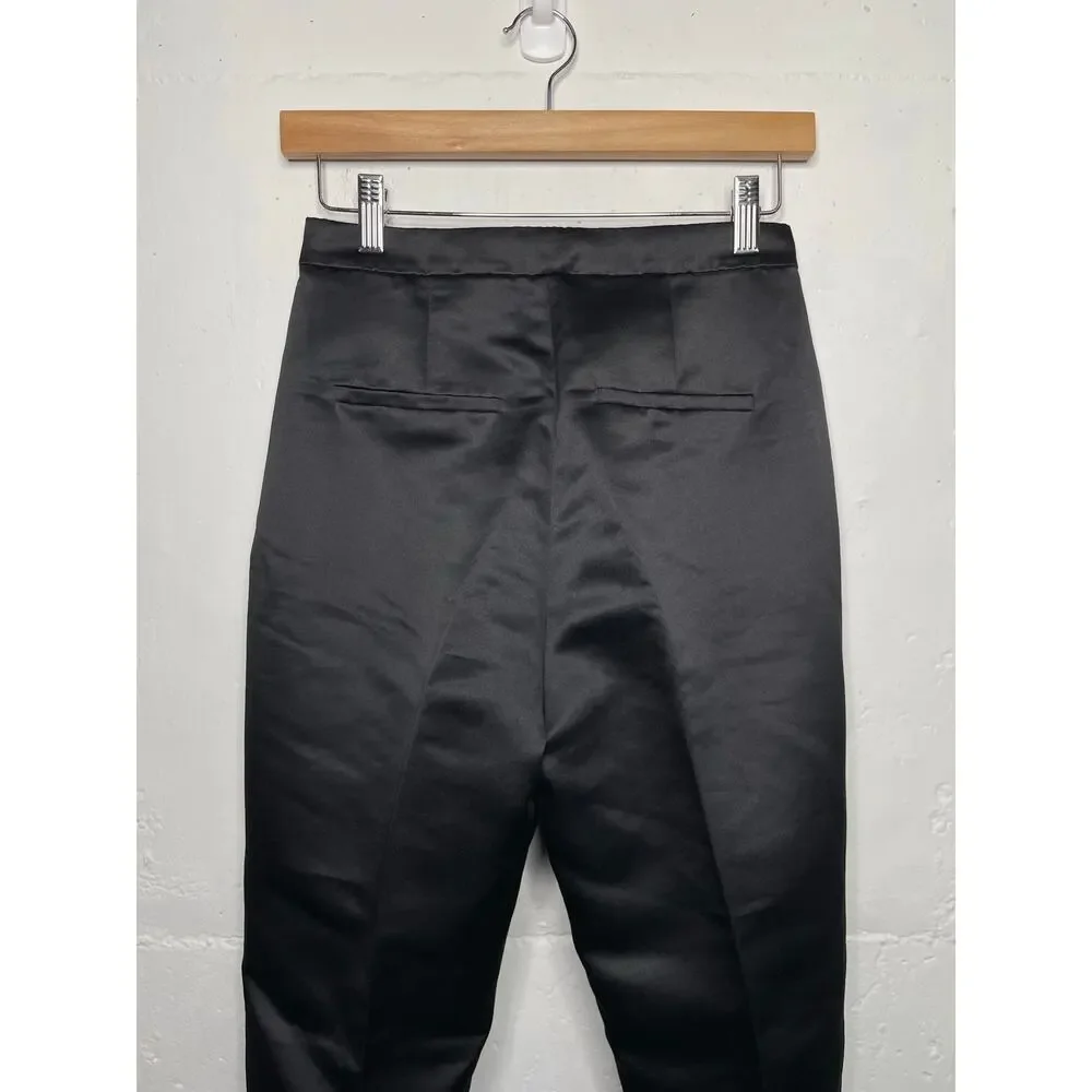 NEW J.Crew Womens Satin Straight Leg Trousers Black Size 00